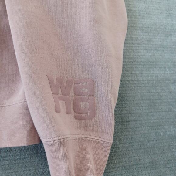 Alexander Wang Hoodie Sweater Womens M Mauve Pink Foundation Terry Logo Casual - Picture 10 of 11